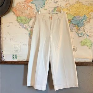 White denim wide leg pants